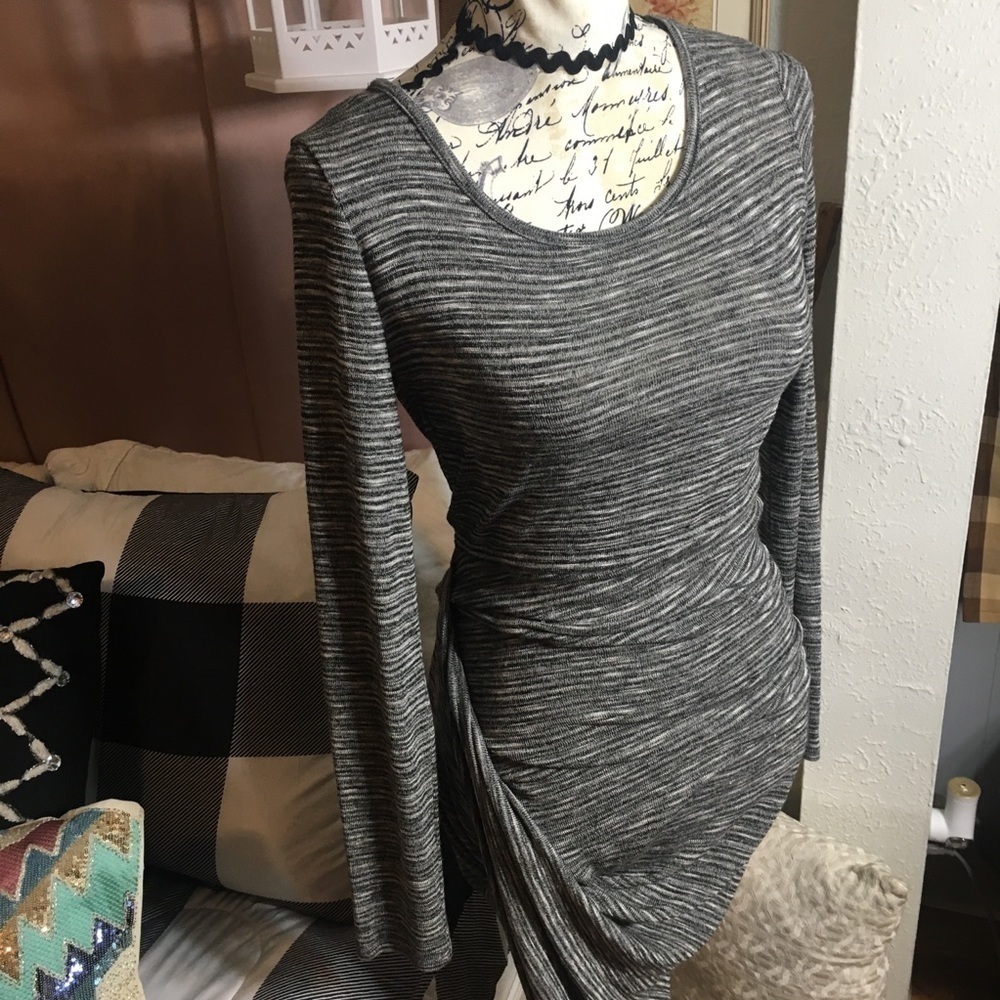 UK2LA slinky long sleeve low scoop back side draped knit dress - Picture 7 of 12